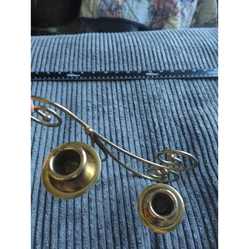 2 Vintage Brass Tone Scroll Wall Candle Sconces pair Home Interiors